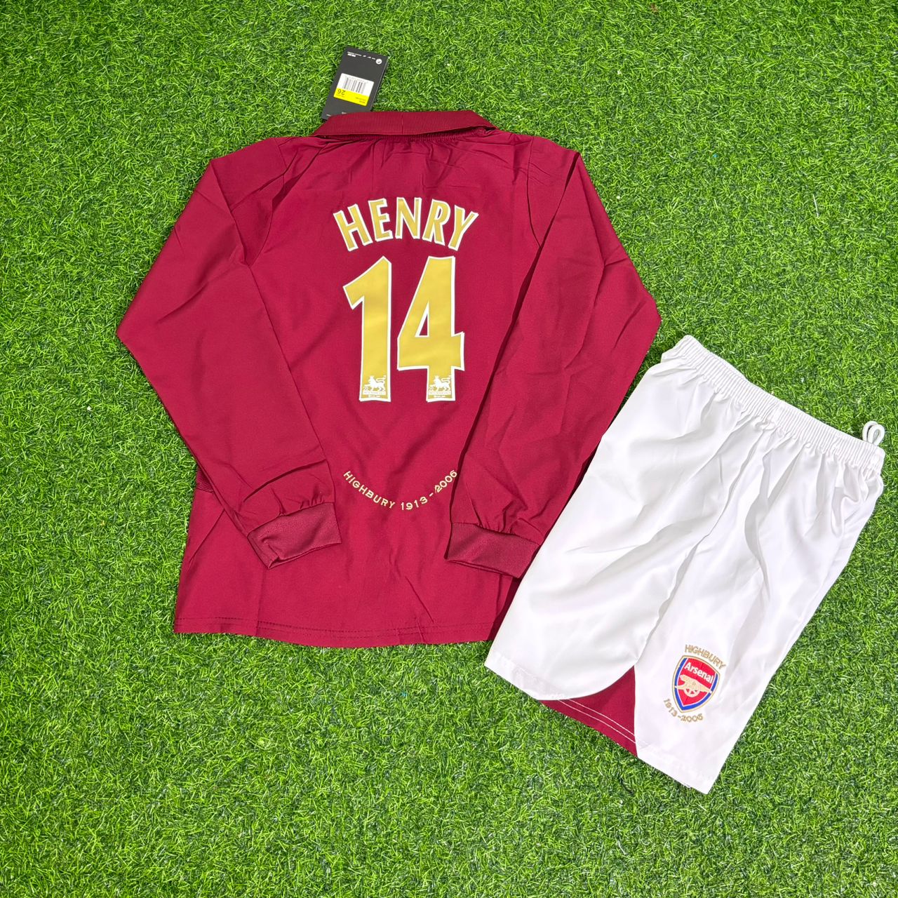 Thierry Henry Arsenal 2006 Highbury Burgundy Long Sleeve Kids Retro Football Jersey