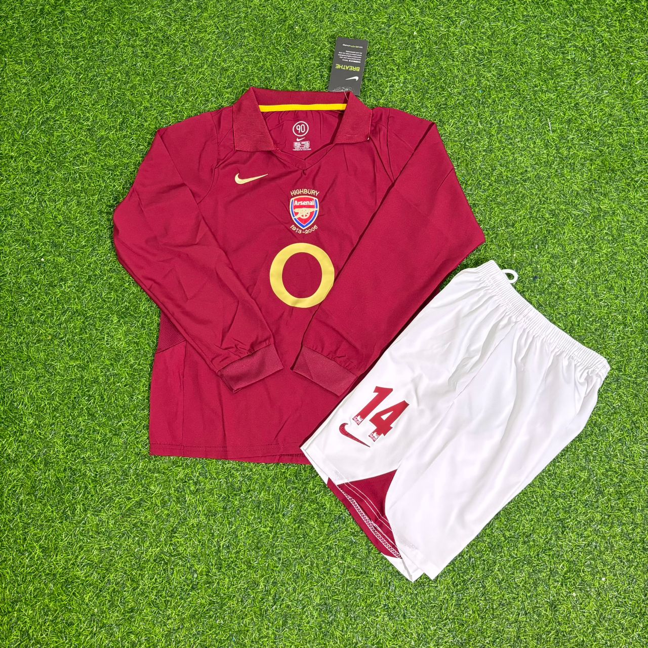 Thierry Henry Arsenal 2006 Highbury Burgundy Long Sleeve Kids Retro Football Jersey