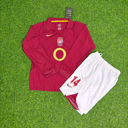Thierry Henry Arsenal 2006 Highbury Burgundy Long Sleeve Kids Retro Football Jersey