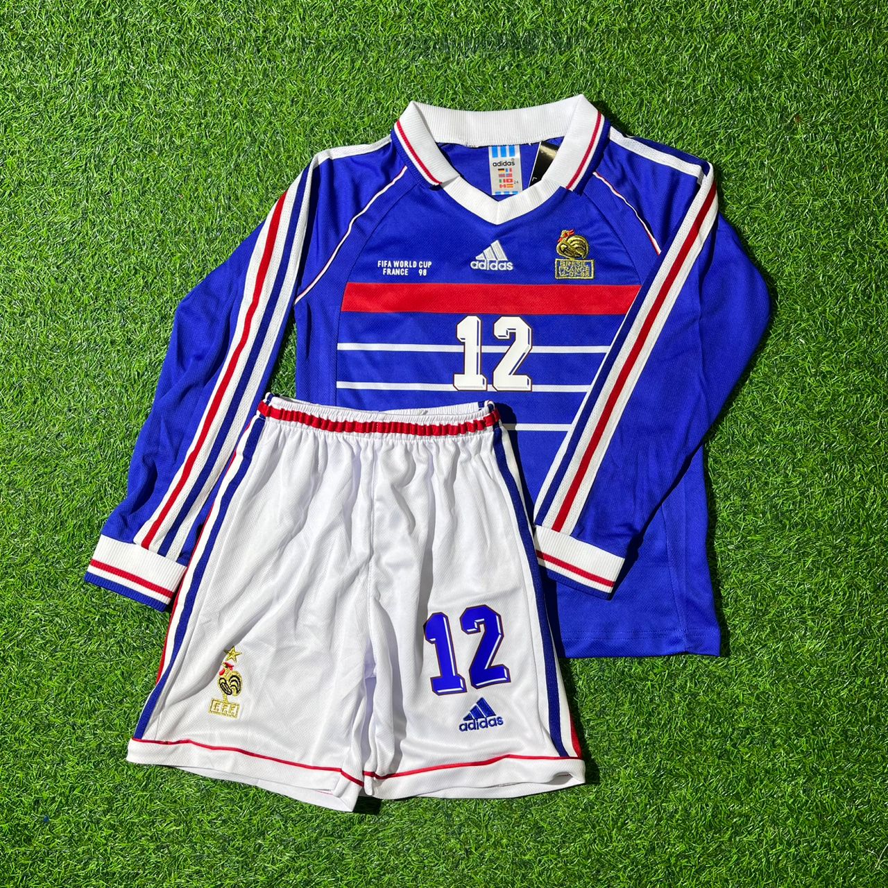 Thierry Henry France 1998 World Cup Long Sleeve Kids Retro Football Jersey Kit