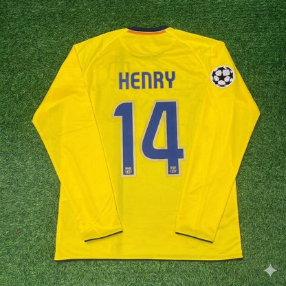 Thierry Henry FC Barcelona 08/09 Season Yellow Away Retro Jersey Trikot Soccer Shirt