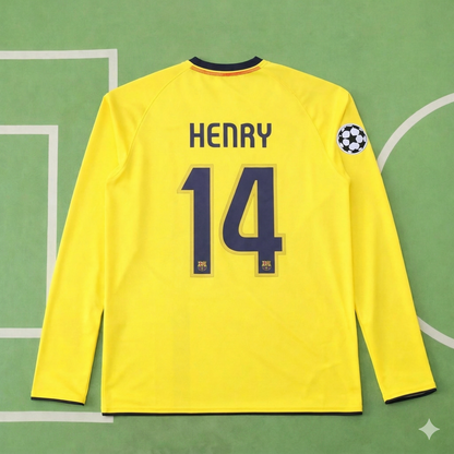 Thierry Henry FC Barcelona 08/09 Season Yellow Away Retro Jersey Trikot Soccer Shirt