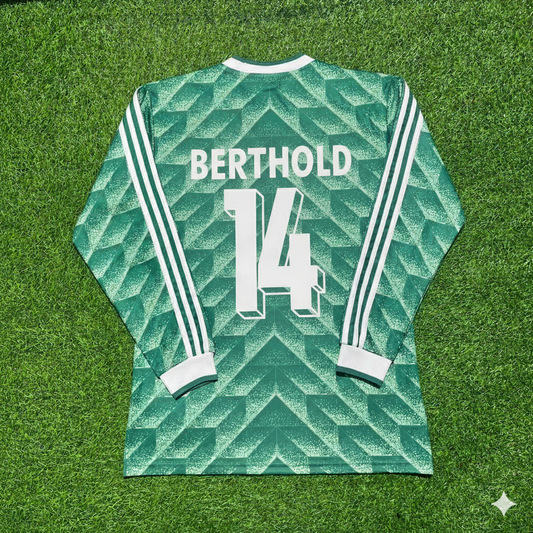 Thomas Berthold Germany 1990 World Cup Green Long Sleeve Football Jersey