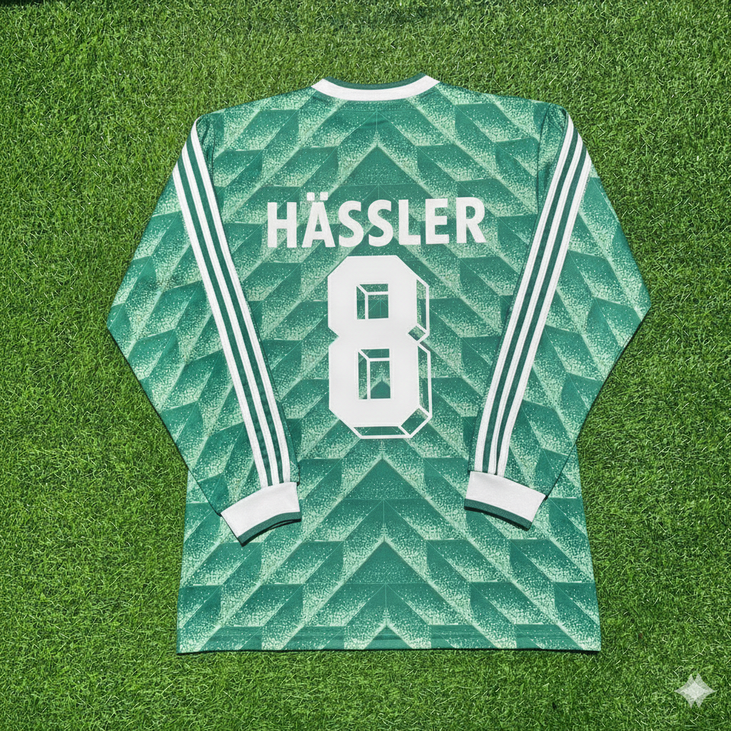 Thomas Hässler Germany 1990 World Cup Green Long Sleeve Football Jersey