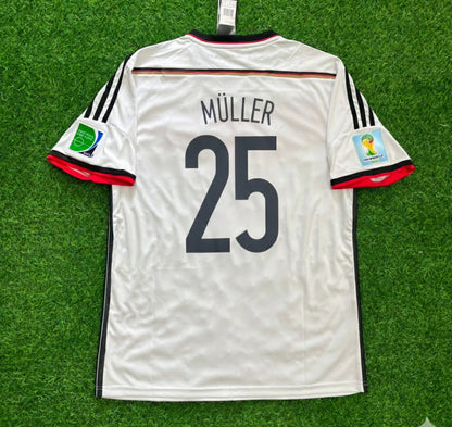 Thomas Müller - Germany Deutschland 2014 World Cup White Retro Kit Jersey Trikot Maillot Soccer Shirt