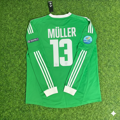 Thomas Müller Germany EURO 2012 Long Sleeve Green Retro Football Jersey