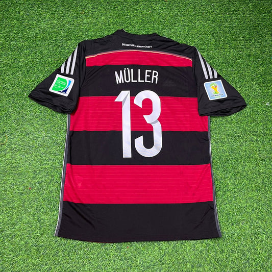 Thomas Müller Germany Deutschland 2014 World Cup Brazil Black Red Retro Jersey Trikot Soccer Shirt
