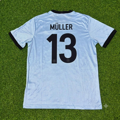 Thomas Müller Germany 125th Year Special Clear Blue Retro Football Jersey