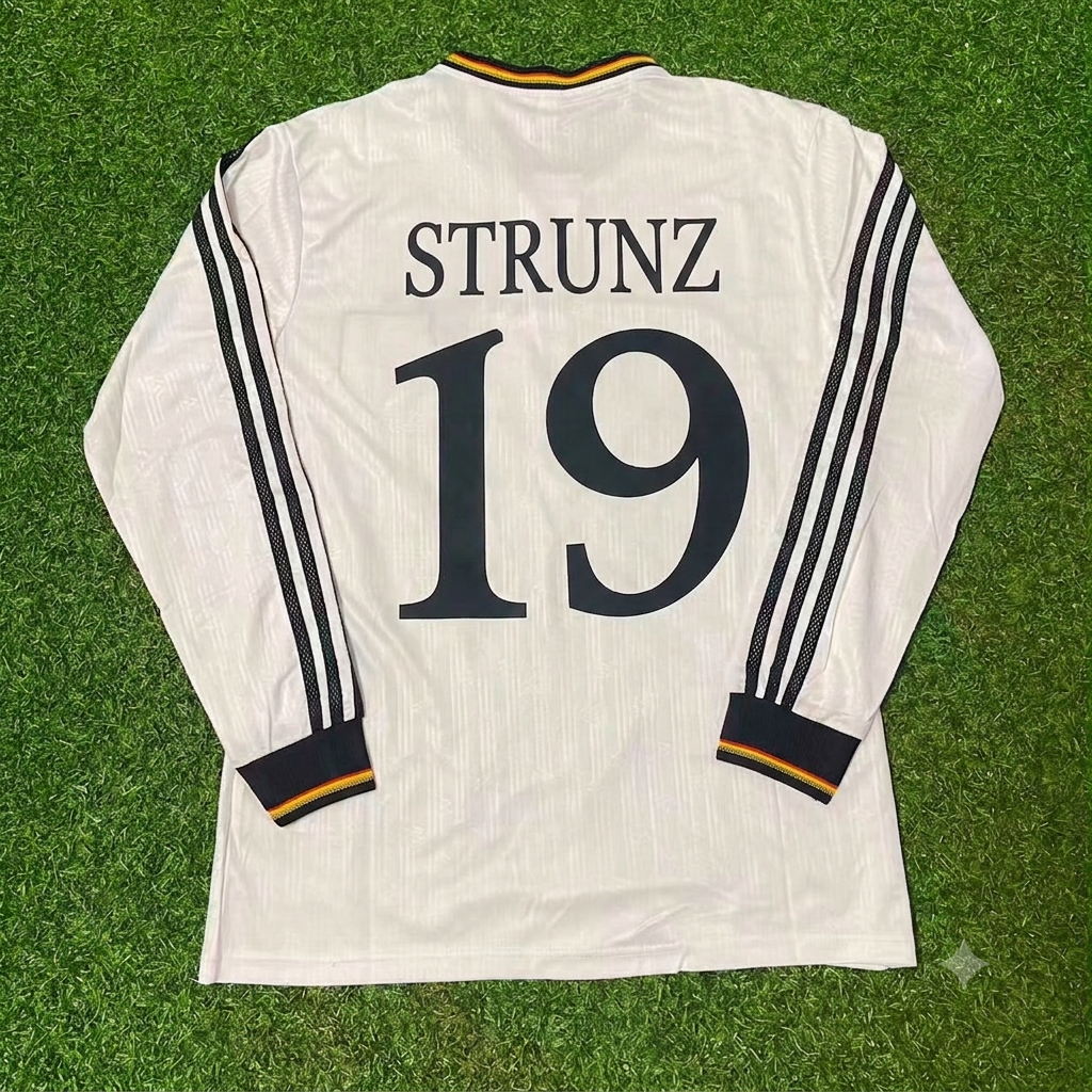 Thomas Strunz #19 Germany EURO 1996 Final Home Long Sleeve Retro Football Jersey Kit