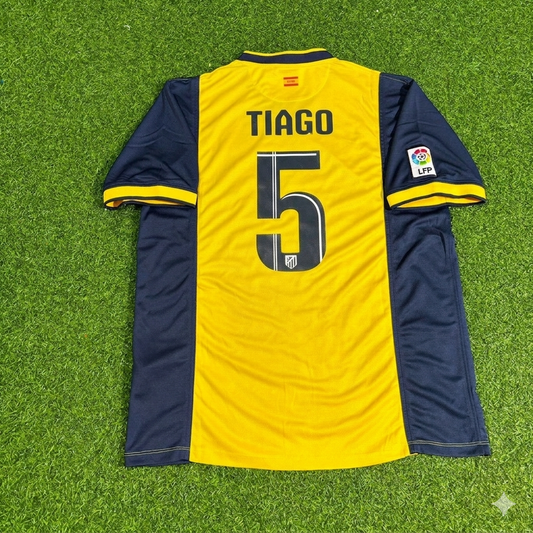 Tiago Mendes #5 Atlético Madrid 2013-2014 Away Yellow Football Jersey