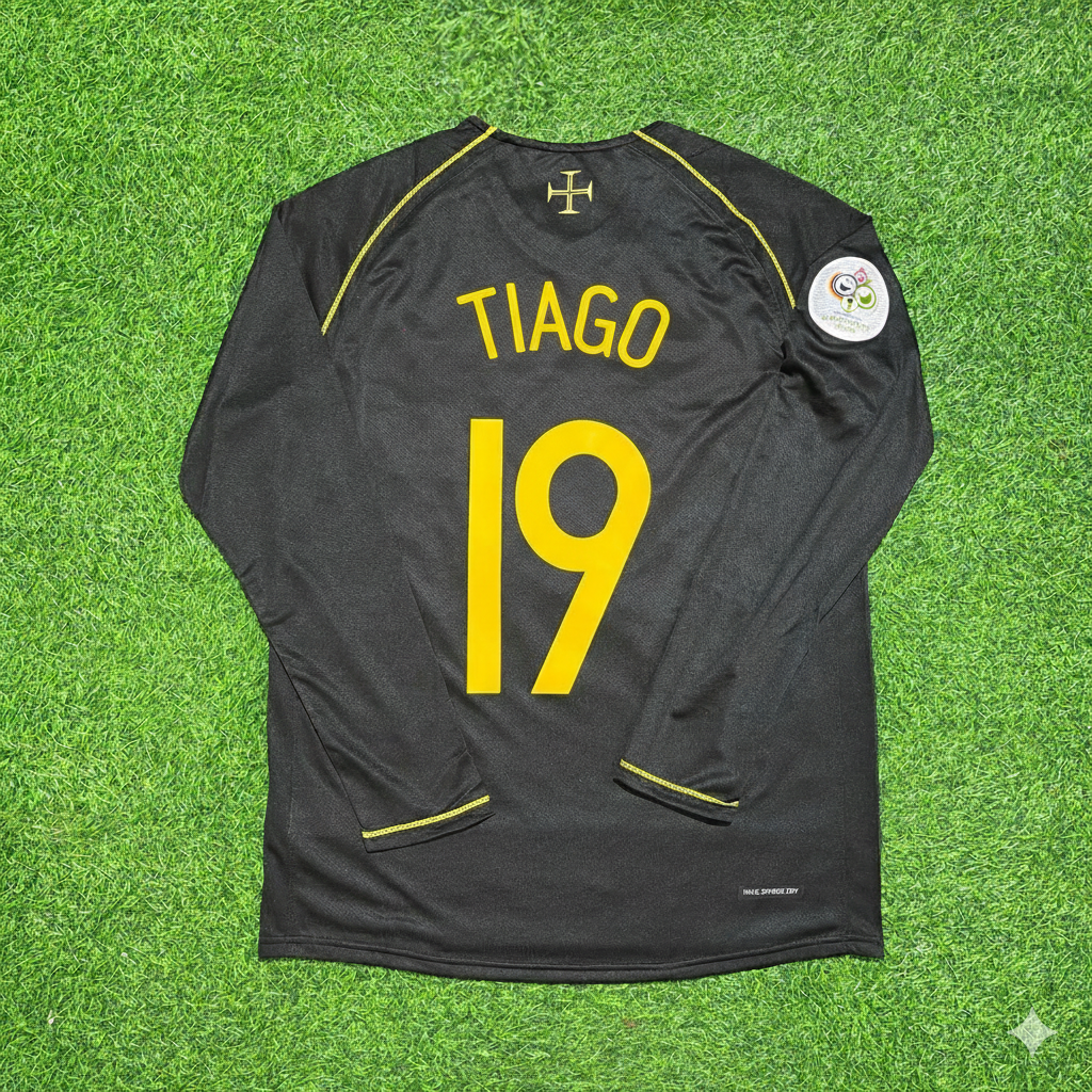 Tiago Mendes Portugal 2006 World Cup Long Sleeve Black Retro Football Jersey