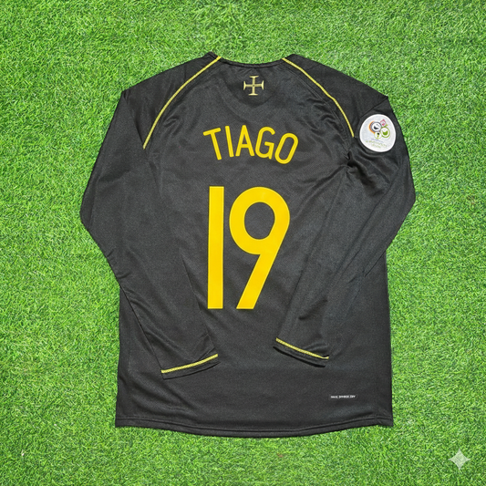 Tiago Mendes Portugal 2006 World Cup Long Sleeve Black Retro Football Jersey