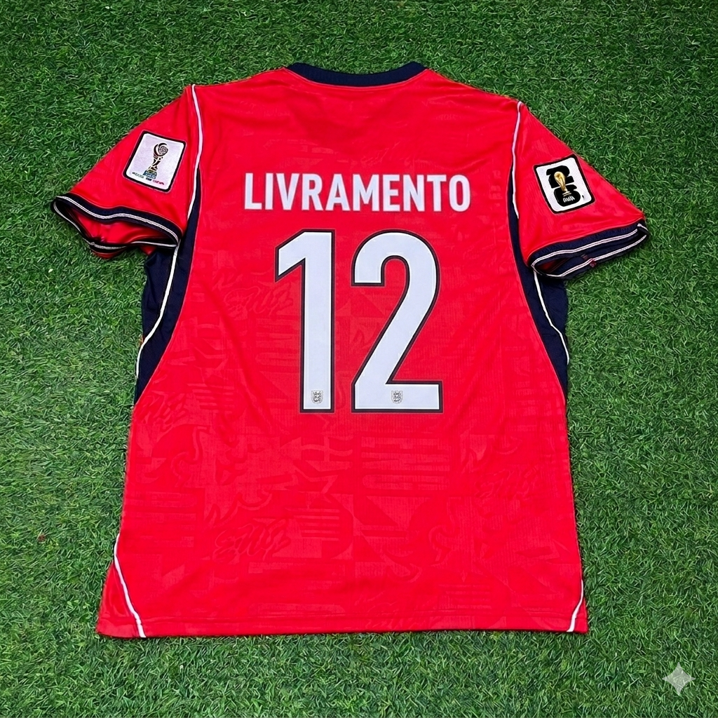 Tino Livramento #12 England 2026 World Cup Away Red Football Jersey