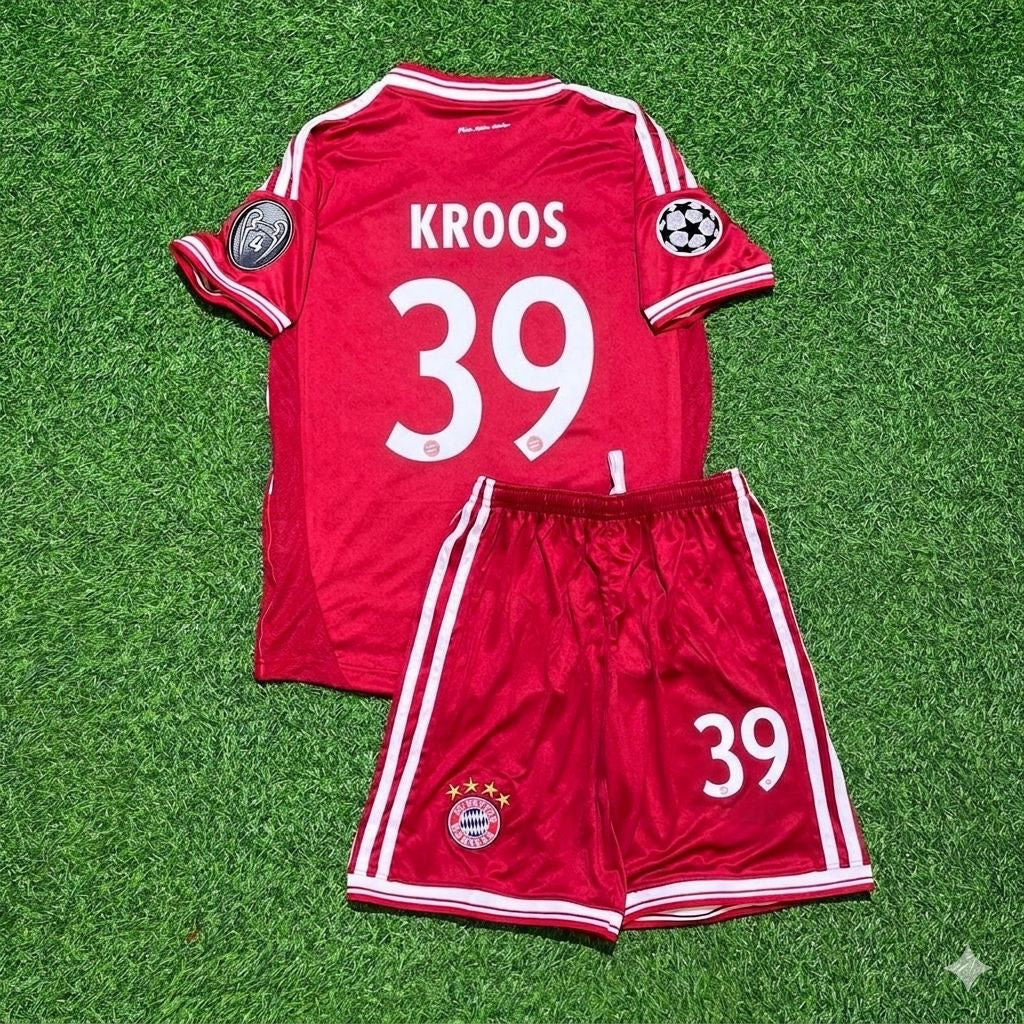 Toni Kroos #39 Bayern Munich 2013 Champions League Final Kids Retro Kit