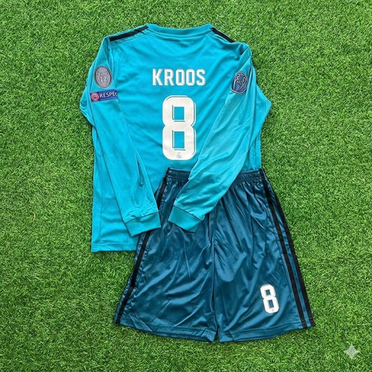 Toni Kroos 8- Real Madrid 2017 /2018 Long Sleeve Kids Kit Jersey Soccer Shirt KinderTrikot