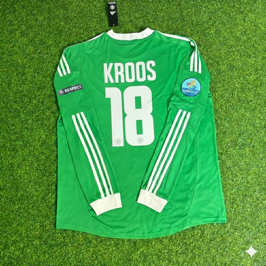 Toni Kroos Germany EURO 2012 Long Sleeve Green Retro Football Jersey