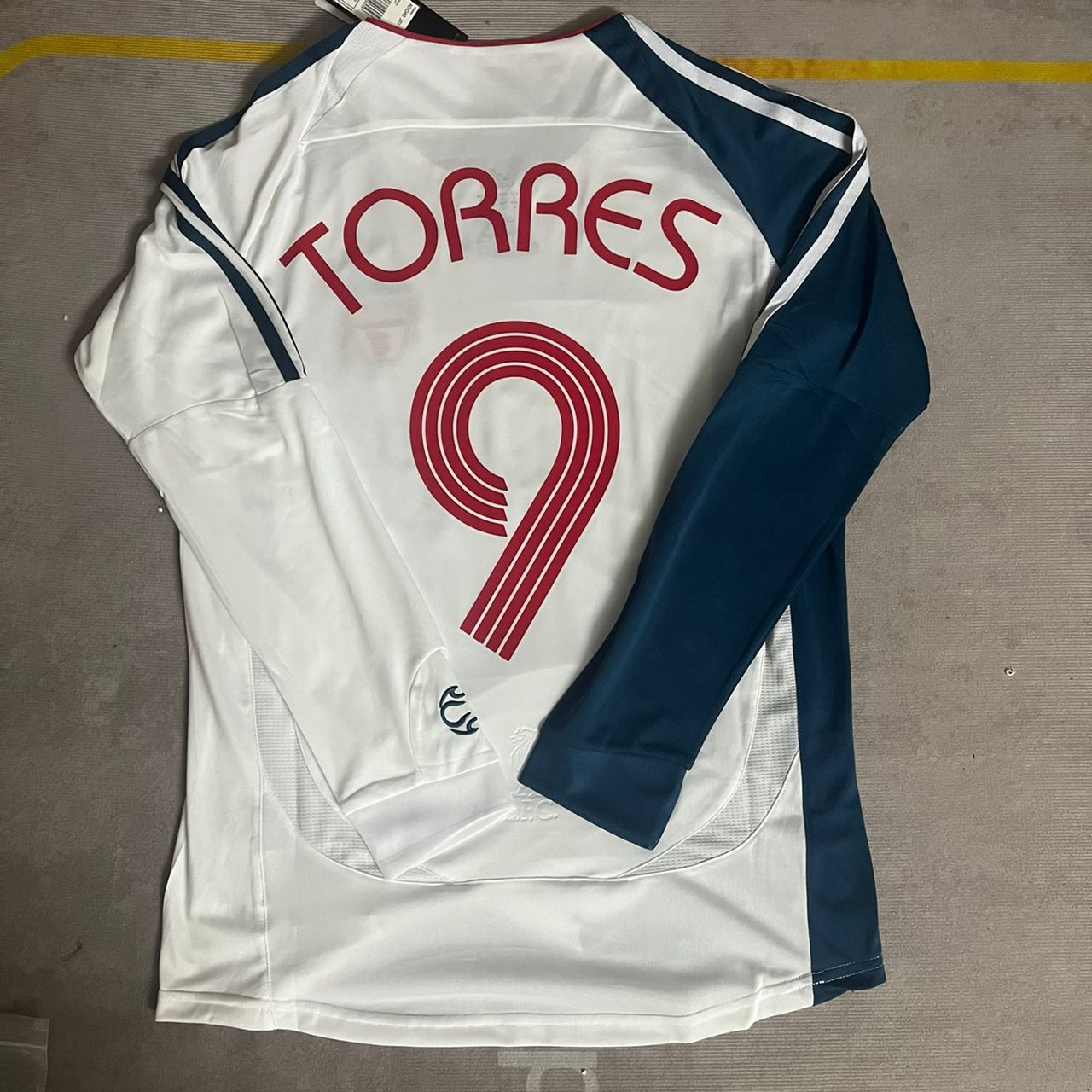 Fernando Torres Liverpool 2007 White Blue Long Sleeve Retro Jersey Trikot Maglia