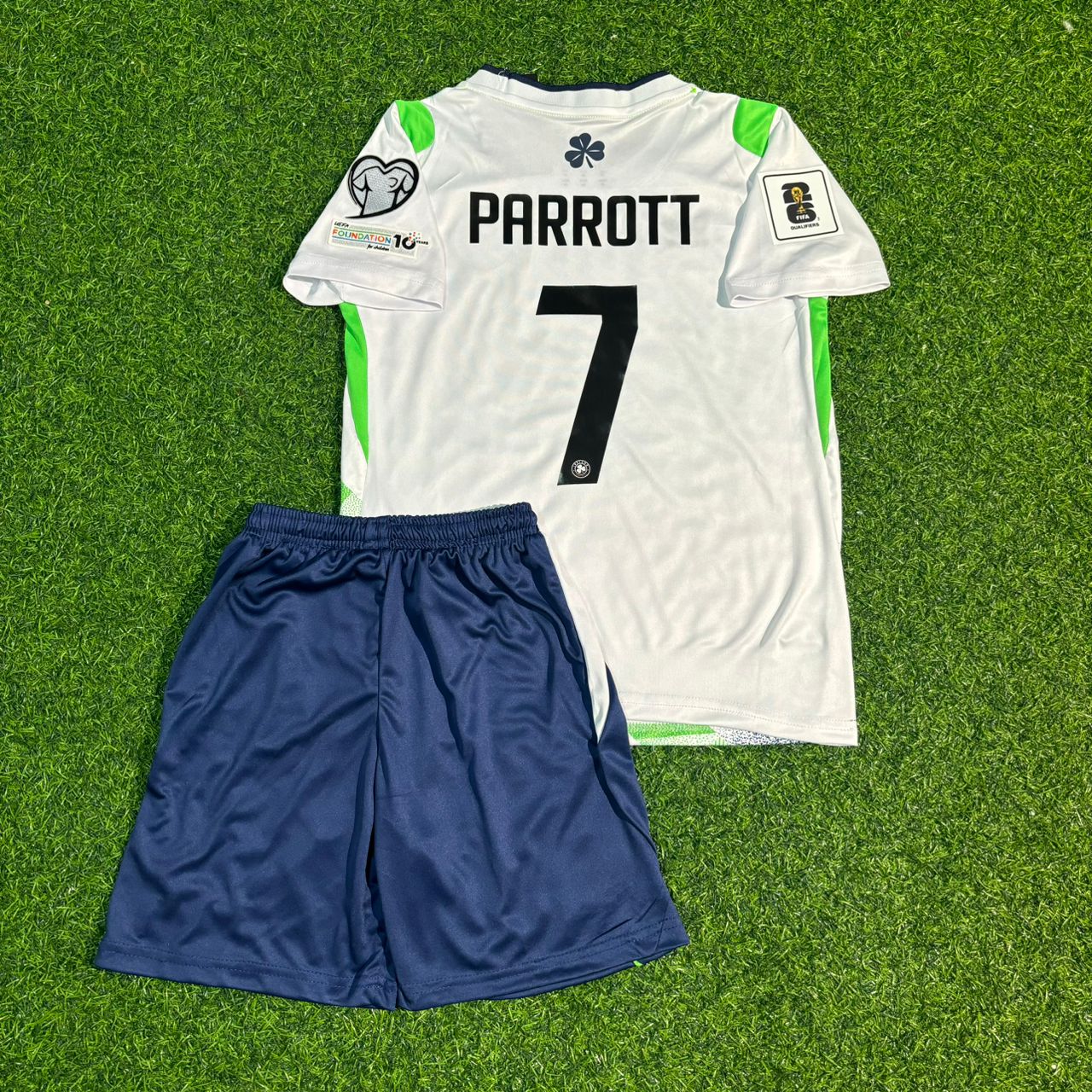 Troy Parrott #7 Ireland Kids 2026 Home Green White Football Jersey