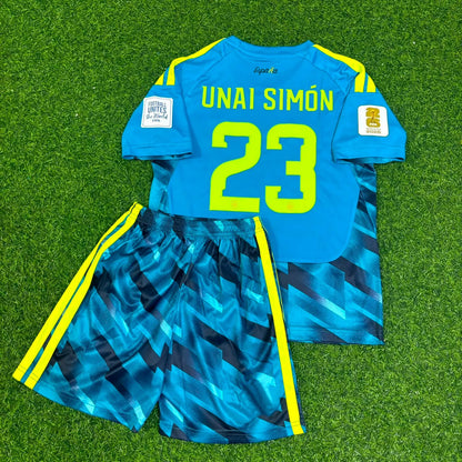 Unai Simon Spain Goalkeeper 2026 World Cup Kids Blue Special Football Jersey