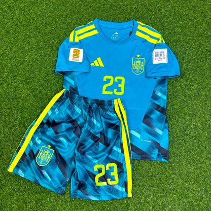 Unai Simon Spain Goalkeeper 2026 World Cup Kids Blue Special Football Jersey