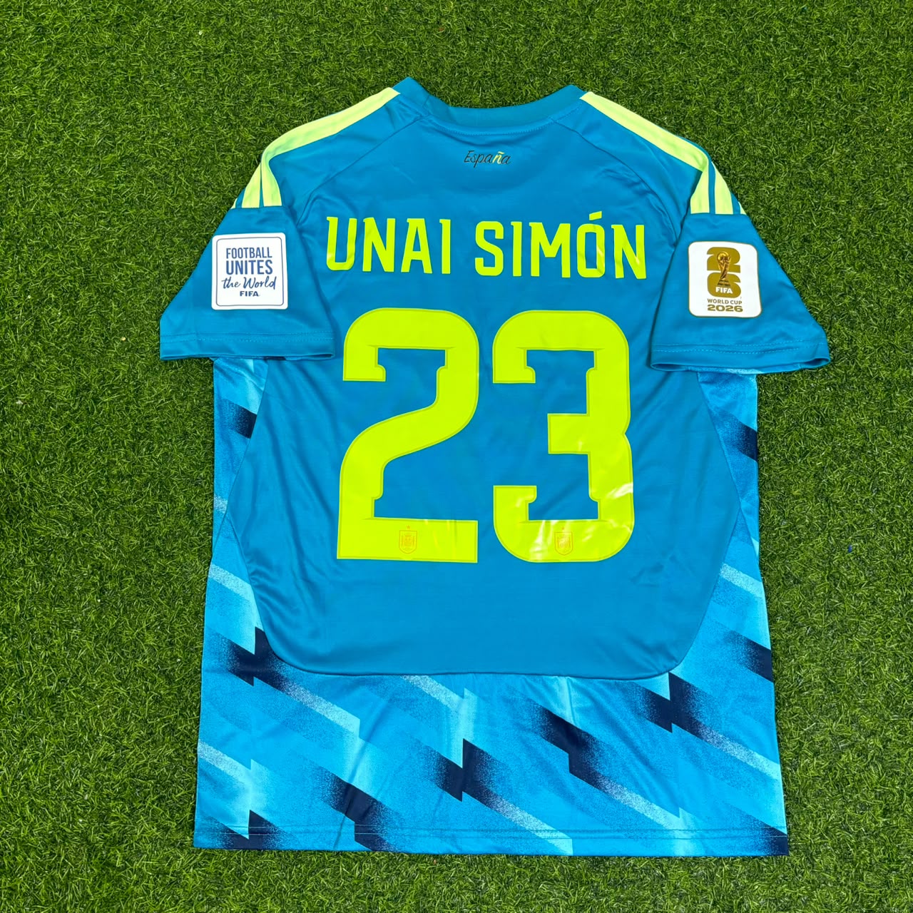 Maillot de foot spécial bleu Unai Simon Espagne Gardien Coupe du Monde 2026