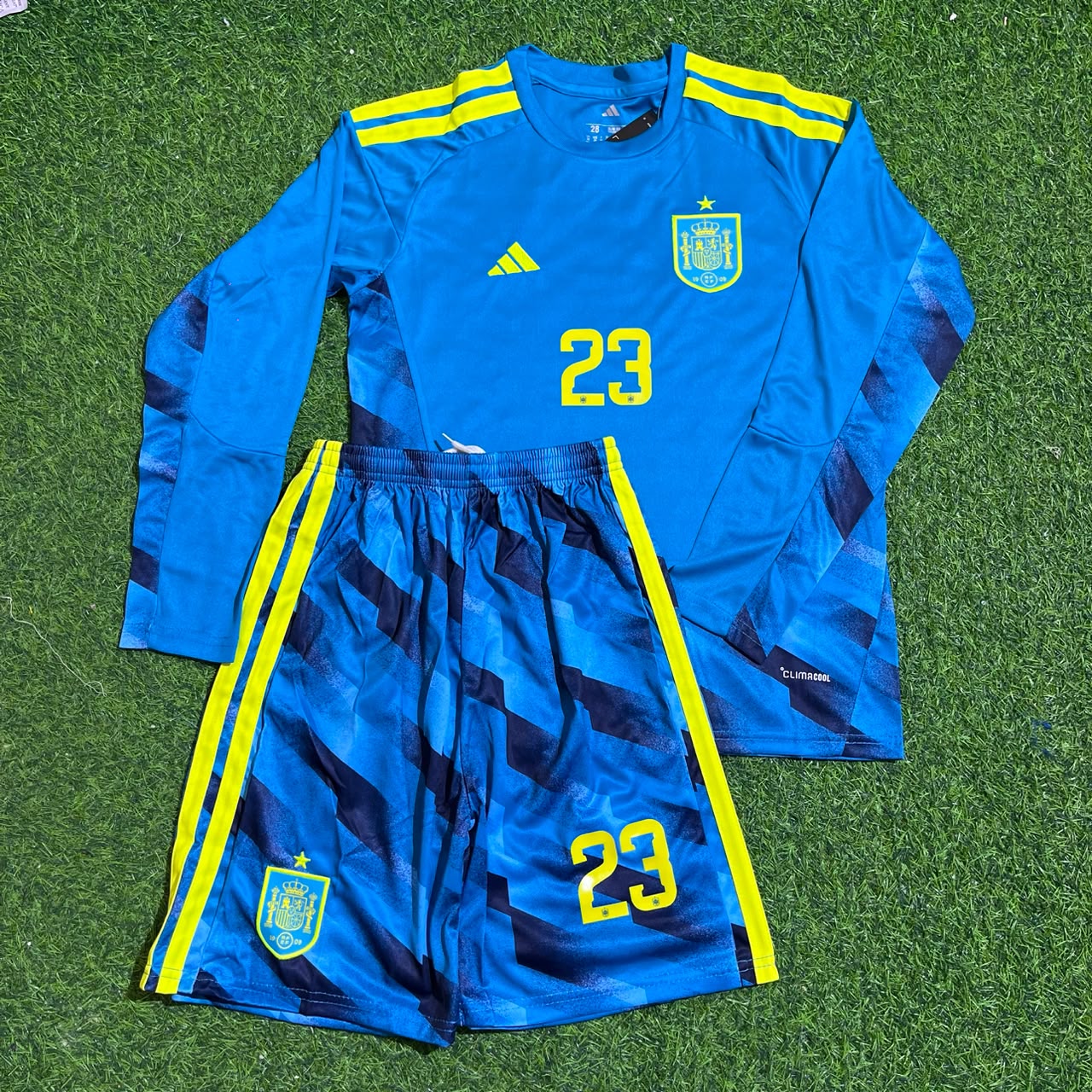 Unai Simon Spain Goalkeeper 2026 World Cup Long Sleeve Kids Blue Special Football Jersey