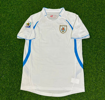 Uruguay 2010 World Cup White Retro Football Jersey