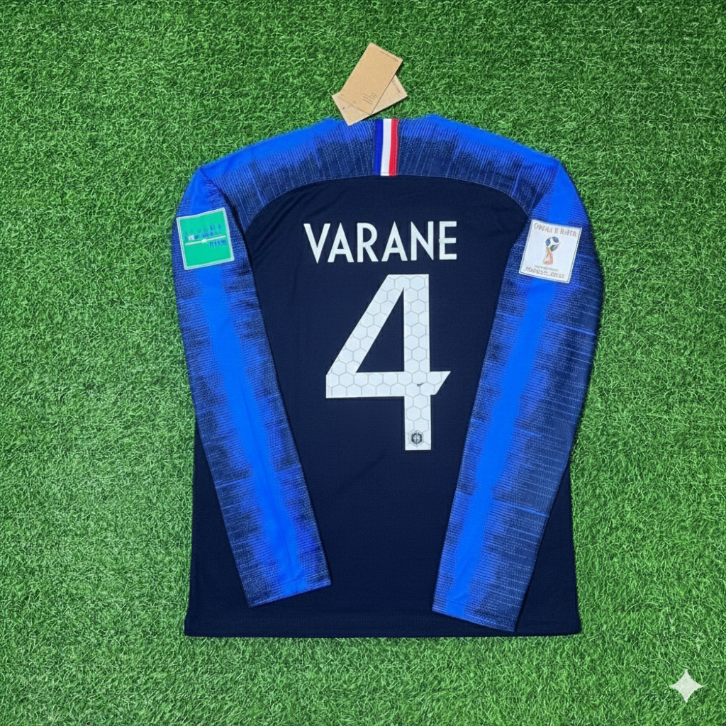 Raphael Varane France 2018 World Cup Final Long Sleeve Retro Football Jersey Kit