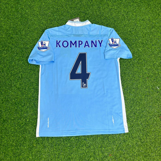 Vincent Kompany 4 Manchester City 2011/12 Home Blue Retro Football Jersey