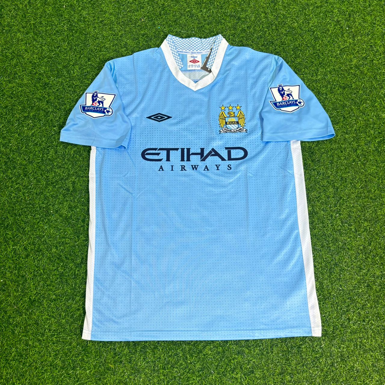 Vincent Kompany 4 Manchester City 2011/12 Home Blue Retro Football Jersey