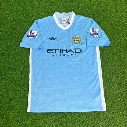 Vincent Kompany 4 Manchester City 2011/12 Home Blue Retro Football Jersey