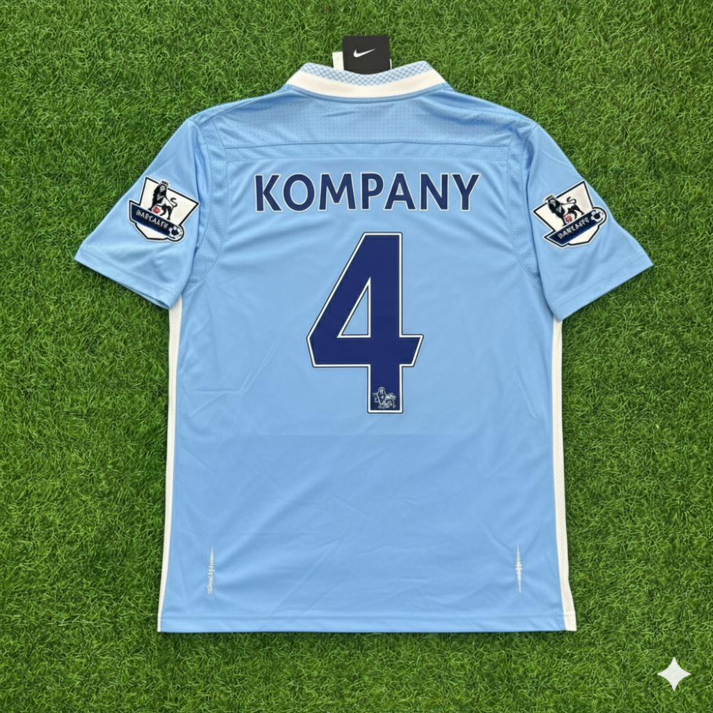 Vincent Kompany 4 Manchester City 2011/12 Home Kit Blue Retro Jersey Trikot Jersey Maillot Soccer Shirt