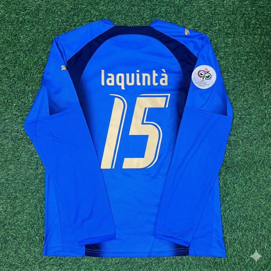 Vincenzo Iaquinta #15 Italy 2006 World Cup Final Long Sleeve Retro Jersey Maillot Trikot Maglia Soccer Shirt