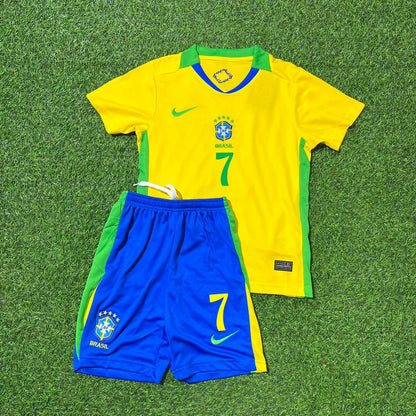 Vinícius Júnior 7 Brazil 2026 World Cup Kids New Season Football Jersey