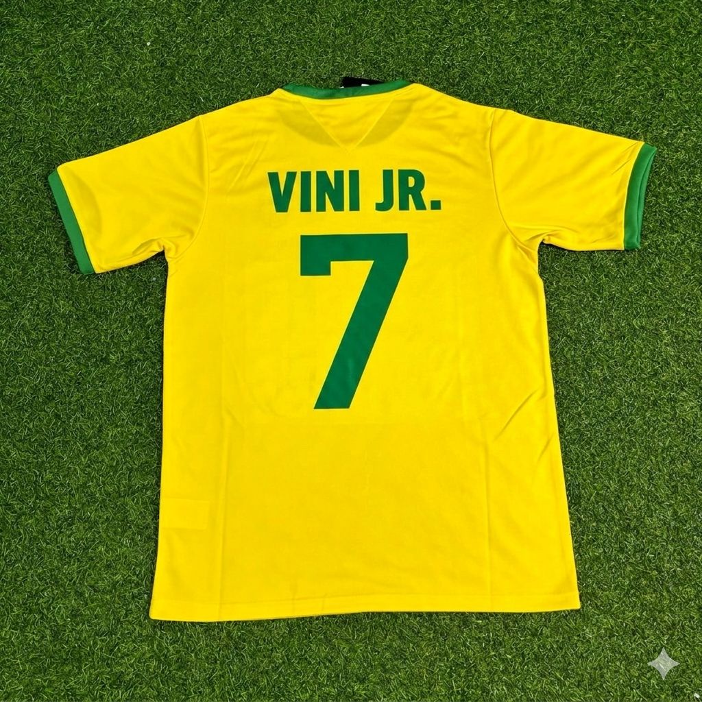 Vinicius Junior Brazil Retro Home Football Jersey Trikot Maillot