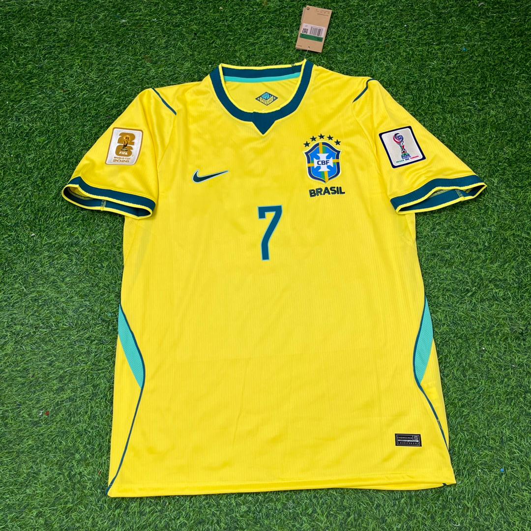 Vinícius Júnior Vini Jr Brazil 2026 World Cup Home Yellow Football Jersey