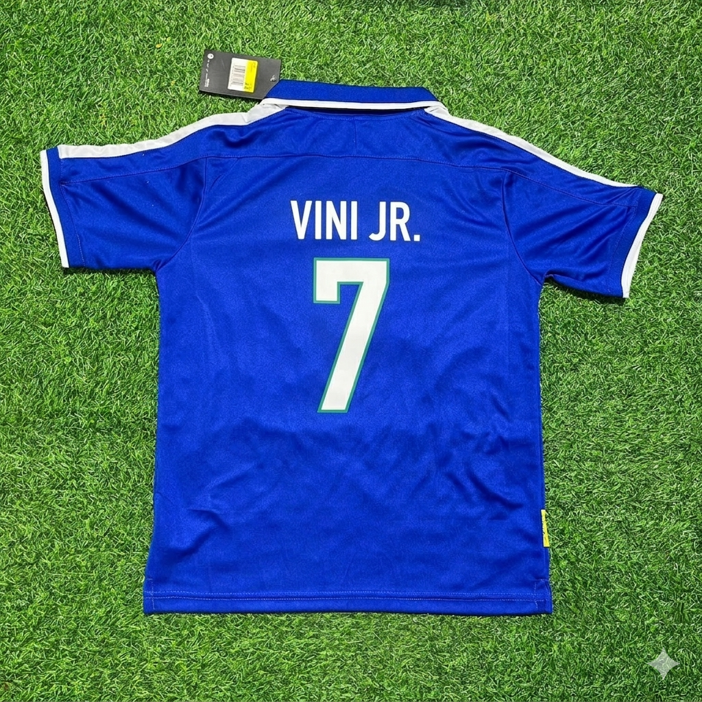 Vinicius Junior Brazil Blue Retro Football Jersey
