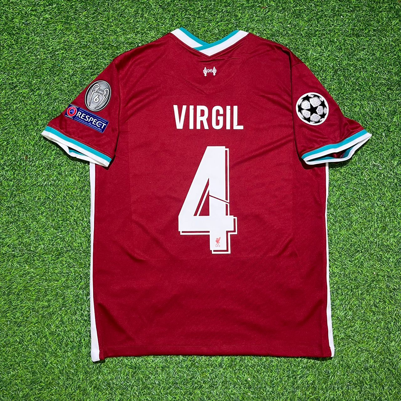 Virgil van Dijk #4 Liverpool 2020-21 Home Retro Football Jersey