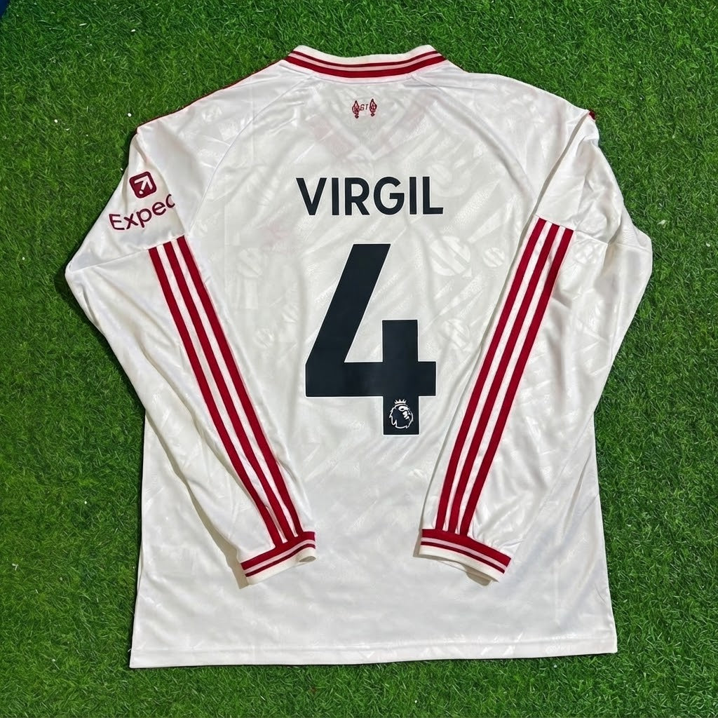 Virgil Van Dijk #4 Liverpool 2027 New Season Long Sleeve Away White Football Jersey Kit