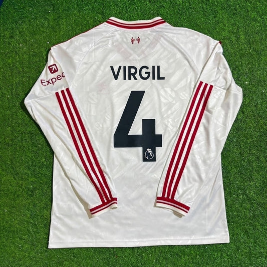 Virgil Van Dijk #4 Liverpool 2027 New Season Long Sleeve Away White Football Jersey Kit