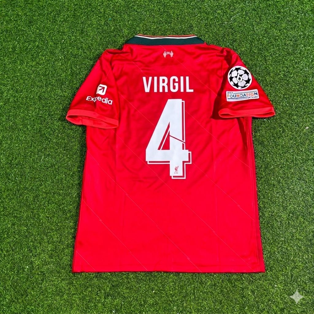 Virgil van Dijk #4 Liverpool 2022 Champions League Final Home Retro Football Jersey