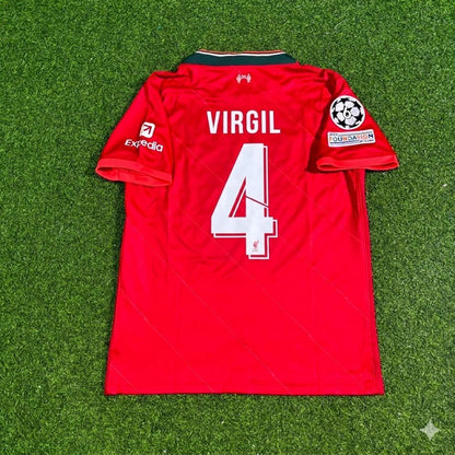 Virgil van Dijk #4 Liverpool 2022 Champions League Final Home Retro Football Jersey