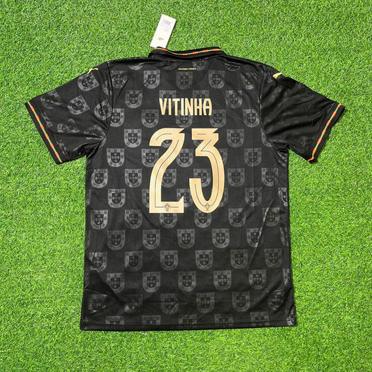 Vitinha Portugal 2025/26 New Season Black Football Jersey Kit