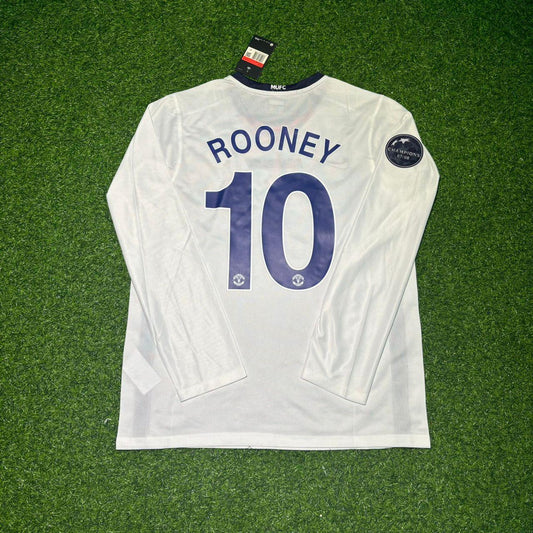 Wayne Rooney 10 Manchester United 2009 Champions Leage Final Rome Retro Long Sleeve Jersey Trikot