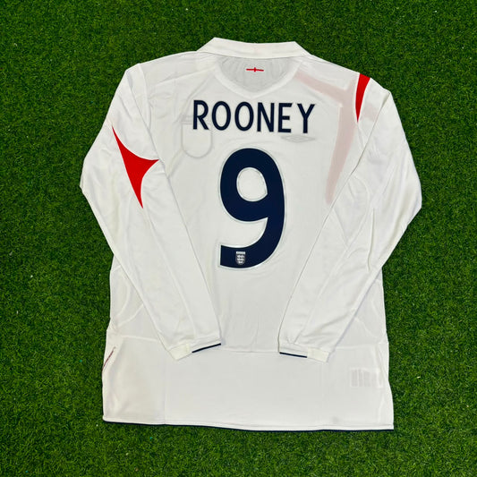 Wayne Rooney #9 England World Cup 2006  Home Long Sleeve Retro Jersey