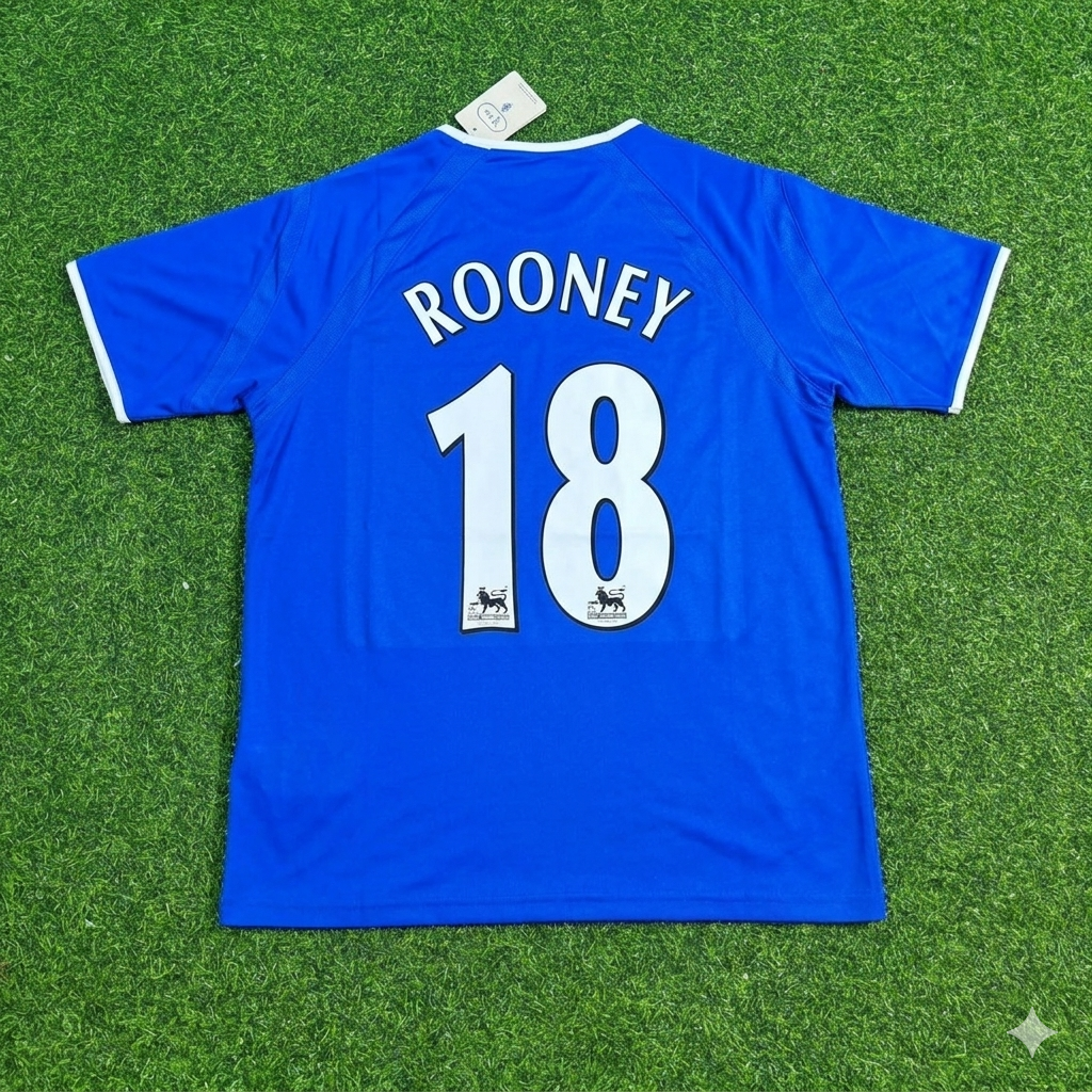 Wayne Rooney #18 Everton Fc Blue Retro Football Jersey