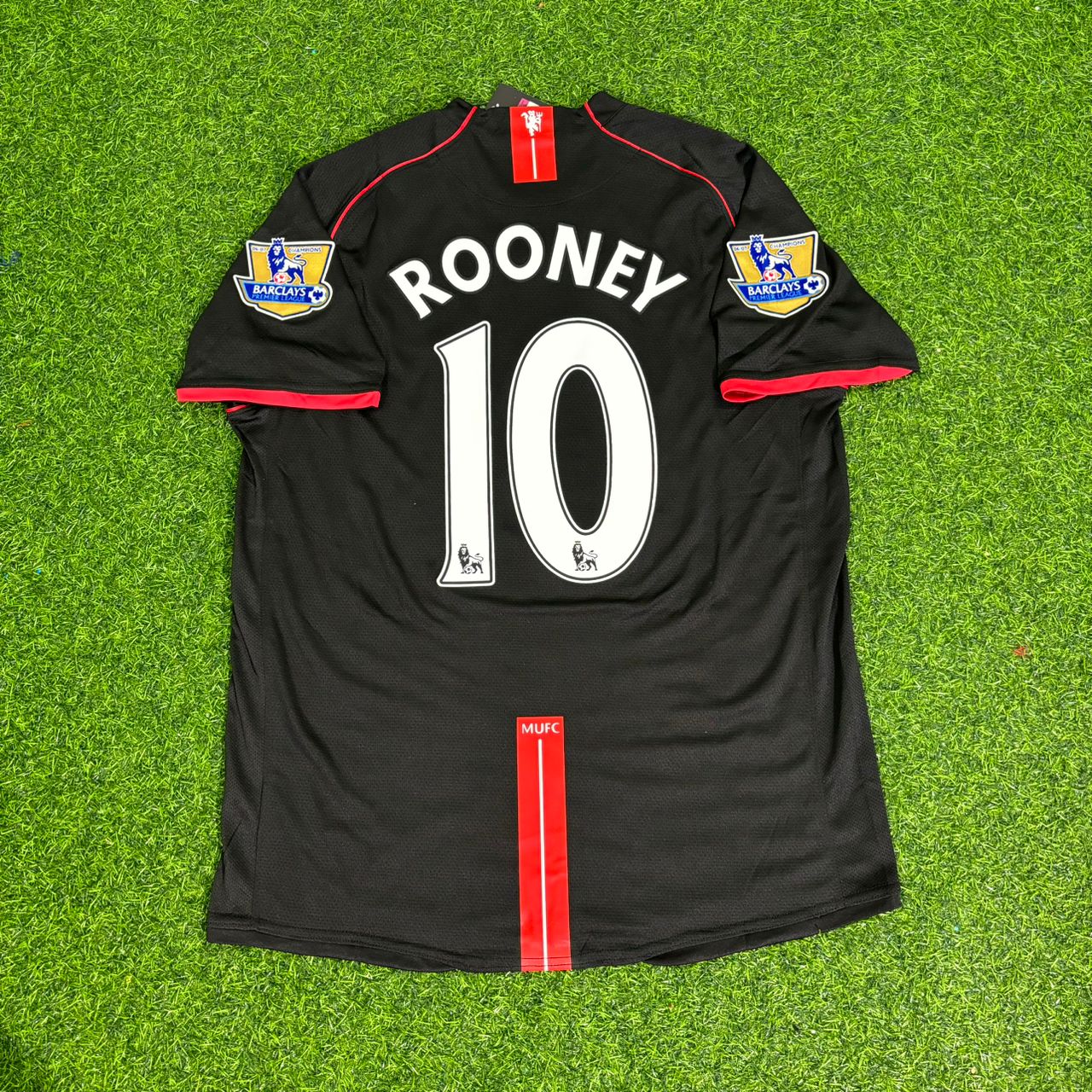 Wayne Rooney Manchester United 2007/2008 Black EPL Patch Retro Football Jersey Kit
