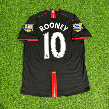 Wayne Rooney Manchester United 2007/2008 Black EPL Patch Retro Football Jersey Kit