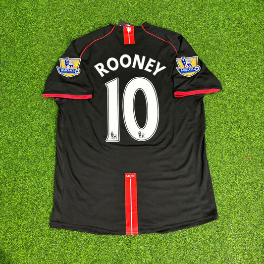 Wayne Rooney Manchester United 2007/2008 Black EPL Patch Retro Football Jersey Kit