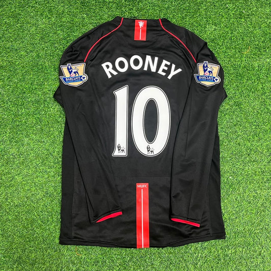 Wayne Rooney Manchester United 2007-2008 Black Retro Football Jersey Kit